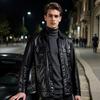 Futing Men's Biker Style Lapel Leather Jacket