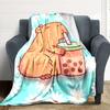 1pc Bubble Tea, Cute Capybara Blanket Lightweight Blanket Throw Blanket For Sofa, Bed, Travel, Camping, Livingroom, Office, Couch, Chair yy251010026