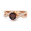 Garnet Split Band Crossover Pave Ring - 925 Sterling Silver Rose Gold Vermeil