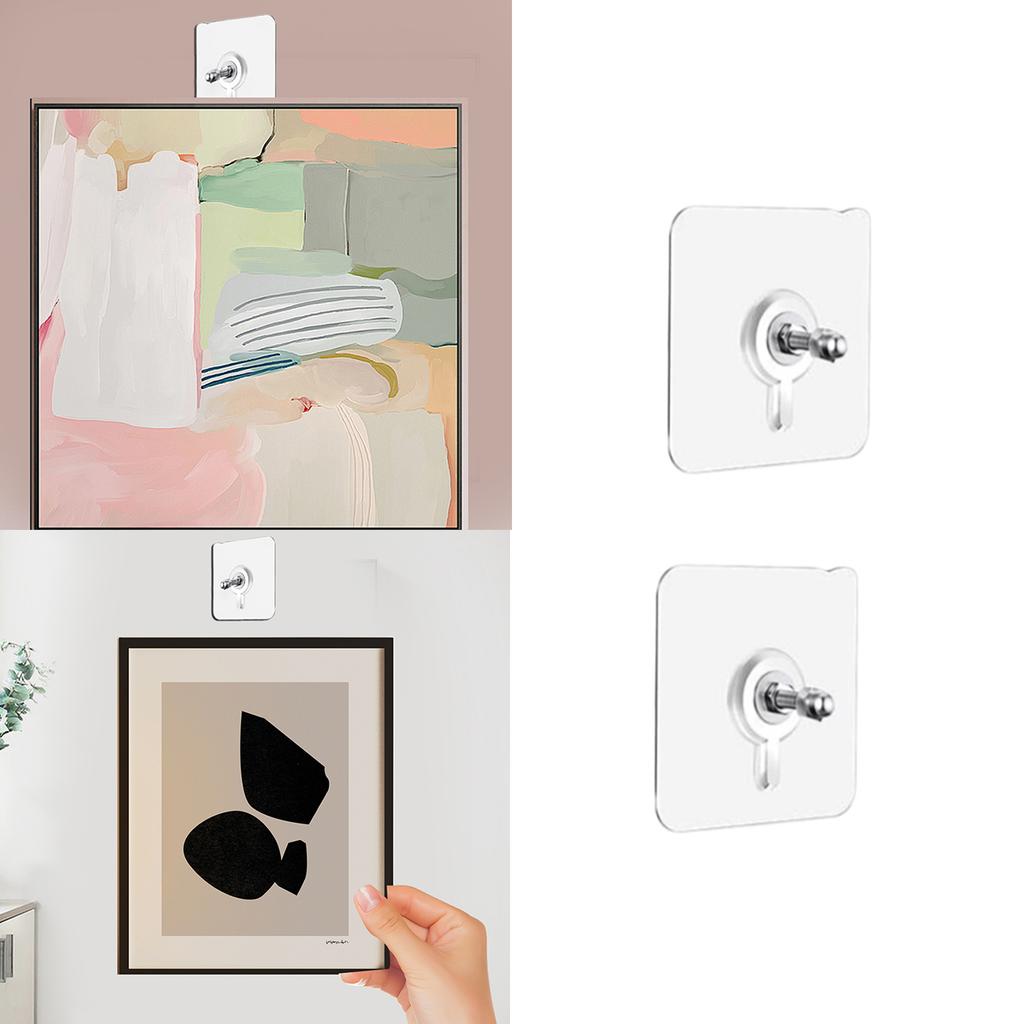 10pcs Traceless Wall Hooks Self Adhesive Picture Frame Hangers Self Adhesive Hooks Set for Home & Office Decor Silver
