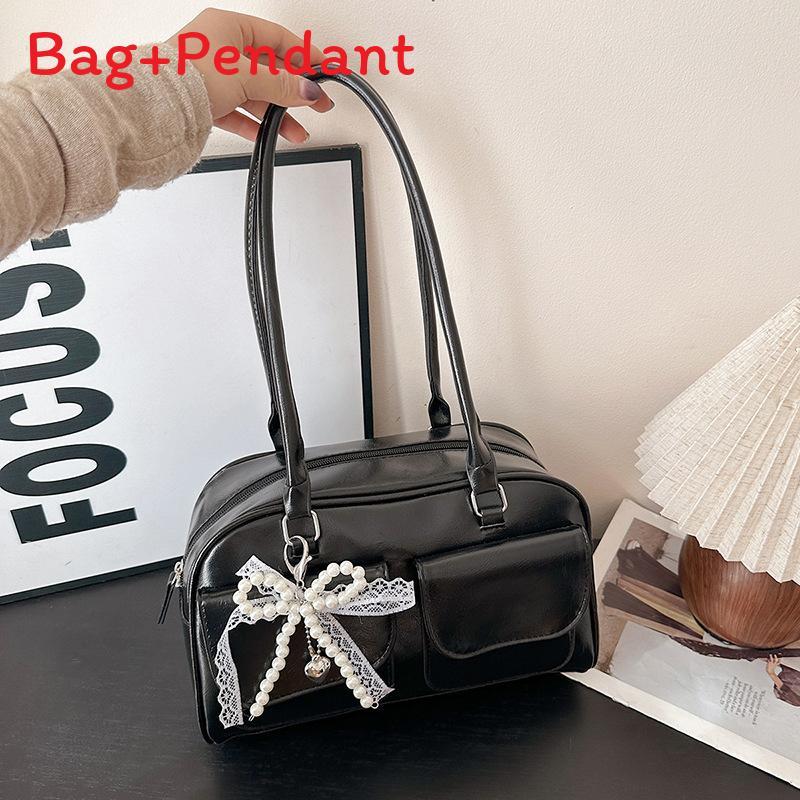 Pu Ladies Shoulder Bag With Pearl Bow Knot For Daily Use