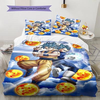 Dragon Ball Z Muster Bettwäsche, Steppbett Set Bettbezug Kissenbezug Zuhause Geburtstagsgeschenk (1 Bettbezug + 2 Kissenbezüge, ohne Füllung)