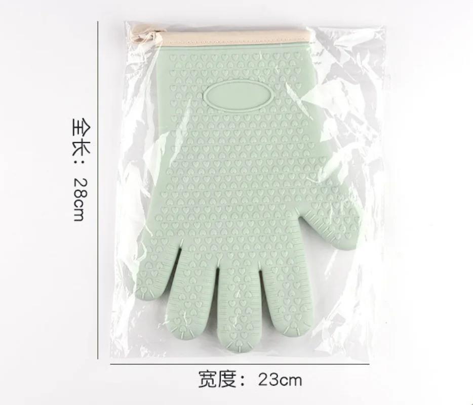 1 Hand Bake Silicone Gloves Microwave Oven Baking Gloves Kitchen Anti-scald Anti-slip Silicone BBQ Oven Pot Holder Cooking Glove