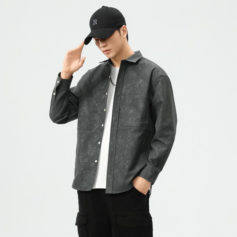 Spring New American Retro Loose Casual Men's Shirt Printed Long-sleeved Shirt Jacket