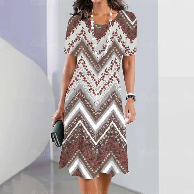 Vacation Short Sleeve T-Shirt Dress Women 3D Print Loose Plus Size Beach Dresses
