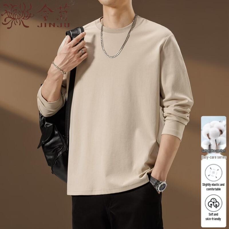 Men s Cotton Blend Round Neck Long Sleeve T-Shirt M