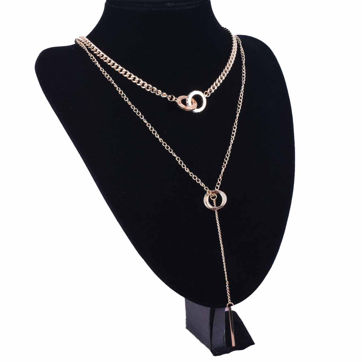 Trendy Double Circle Tassel Pendant Necklace