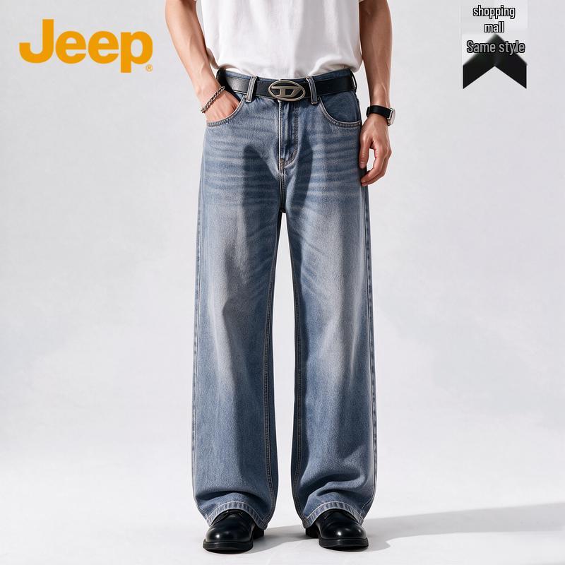 Jeep American Retro Streetwear Straight-Leg Jeans