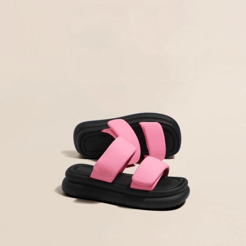 2024 Summer Women Platform Slippers Square Toe Women Flats Flip Flops Designer Ladies Slides Sandals Women Shoes Luxury Sandals