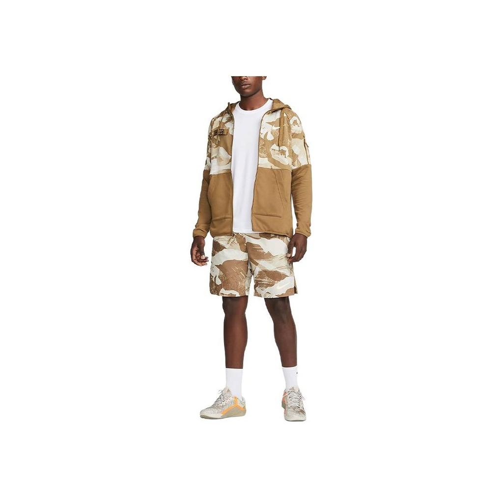 Nike Dri-Fit Fleece Camo Quick-Dry Zip-Up Training Hoodie Men Tops Tawny DQ4791-242