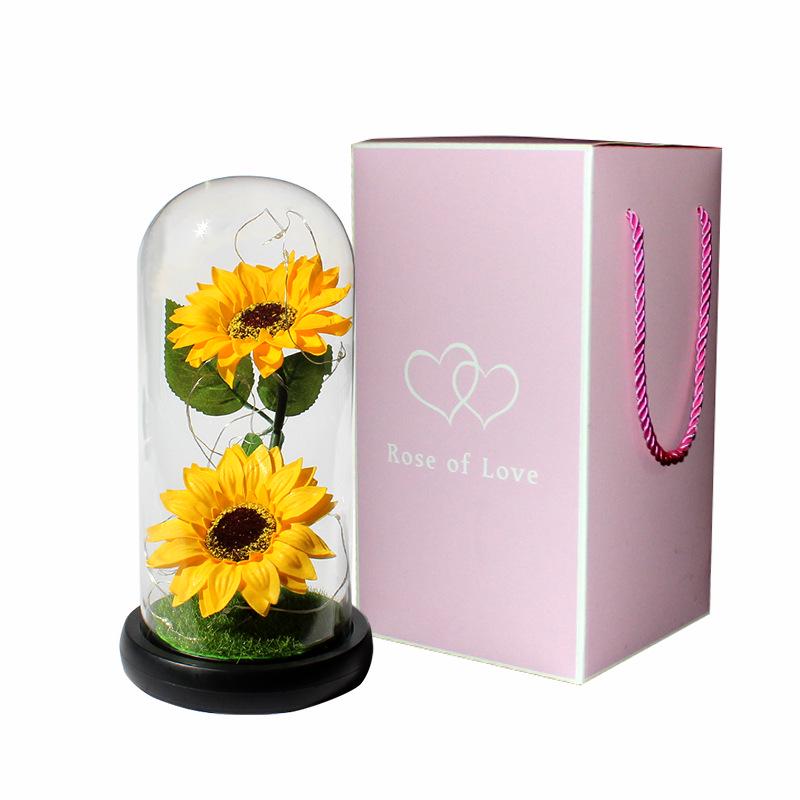 Exklusiv examenspresent: Solros Nattlampa Glasprydnad med Kreativ Tvålblomma