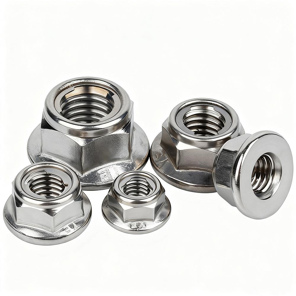 2/5/10pcs M4-M10 304 A2 Stainless Steel Prevailing Torque Type All Metal Insert Hex Hexagon Self Lock Nut With Flange Locknut