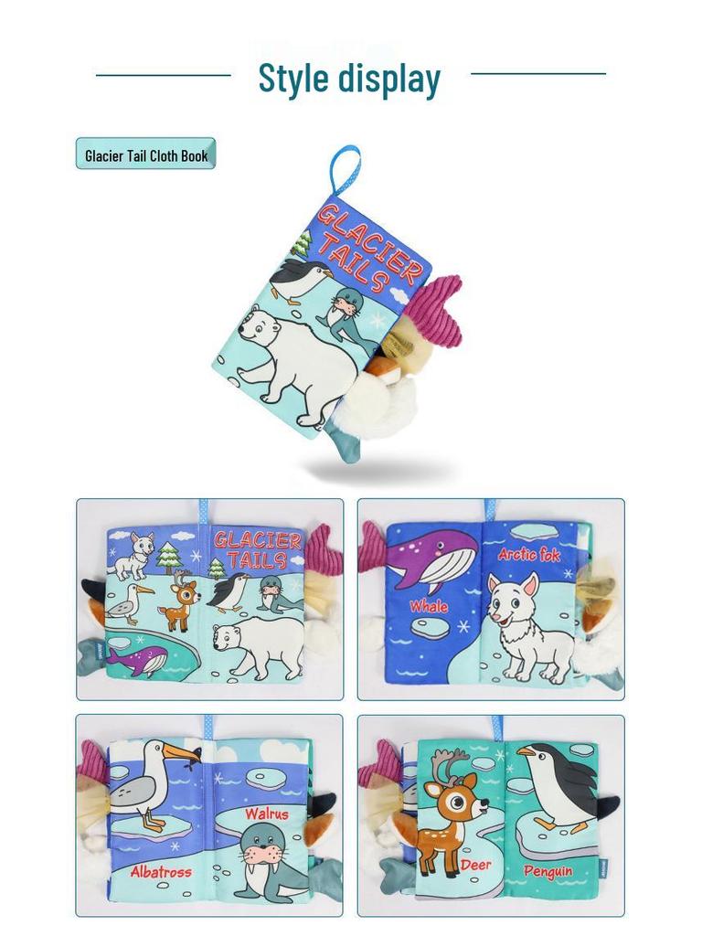 Aipinqi Baby Animal Tail Cloth Book – Tear-Resistant, Crinkle Paper Educational Toy for Early Learning.
