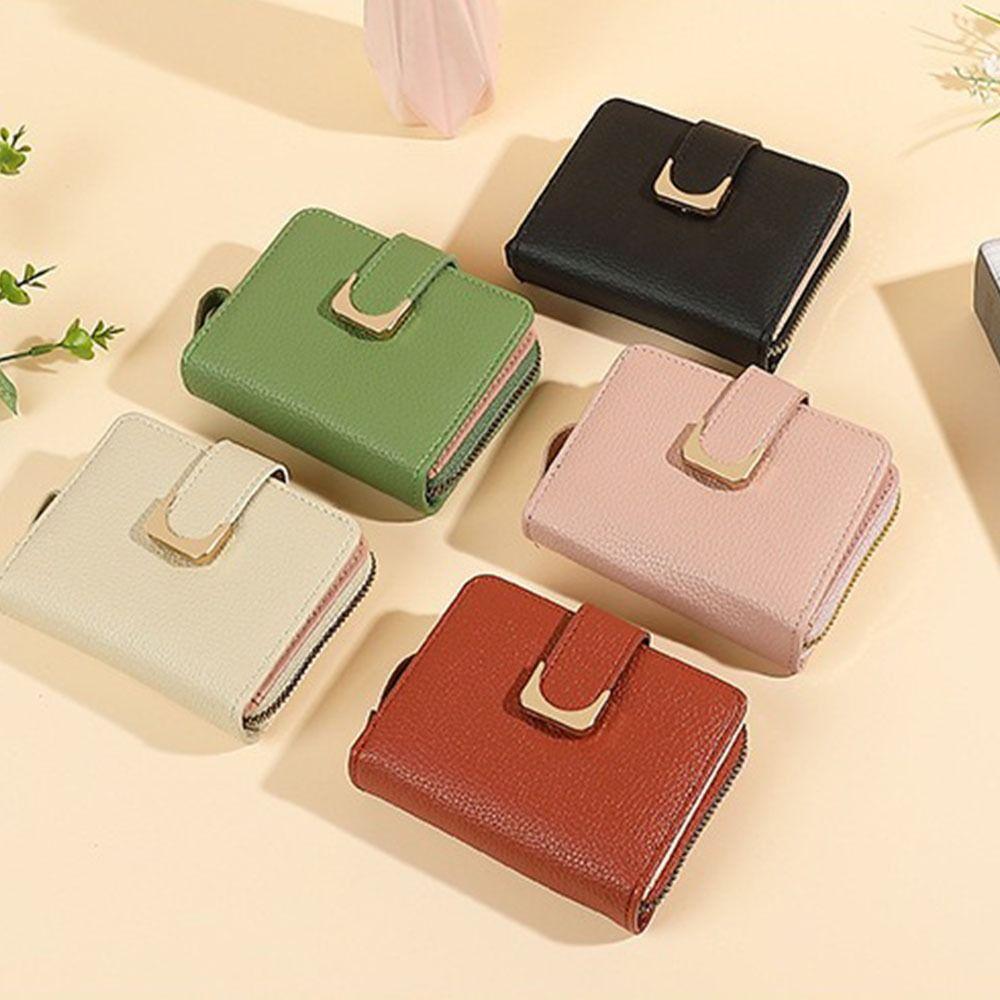 Solid  Color Female Coin  Purse PU Leather Slot Card Bag Portable Women Short  Wallets  Female