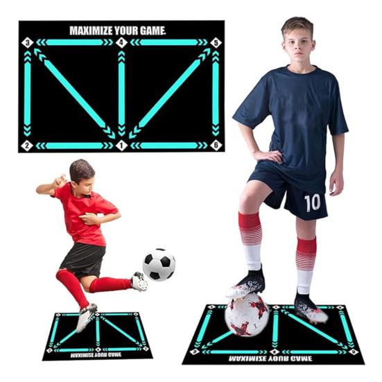 Football Footwork Mat Portable Non-slip Silent Kids Teens Adults All Levels Player Agility Soccer Footstep Dribbling Training Floor Pad