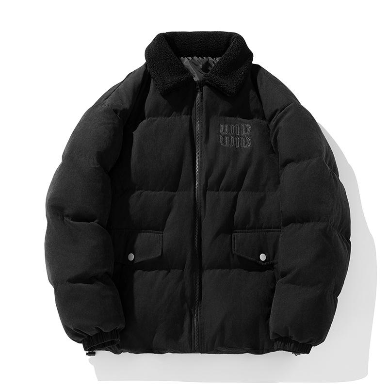 

Американское зимнее пальто с лацканами из искусственной овчины с узором «снежинка» и регулируемым подолом Large чёрный