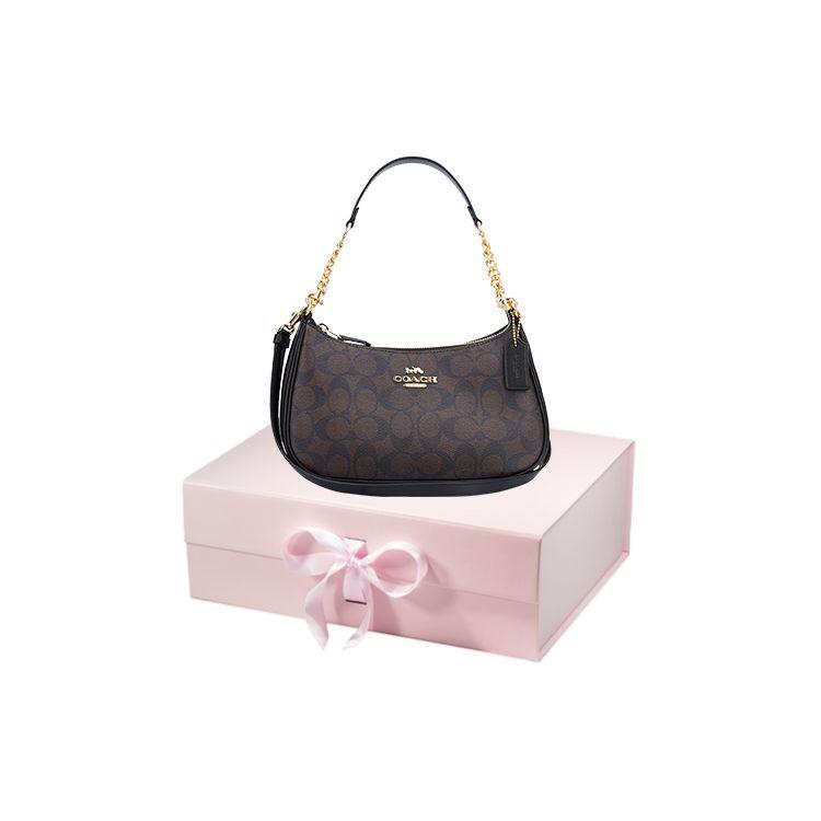 Coach Teri 25 Classico Monogramma Chiusura con Cerniera Pelle e Ecopelle Borsa a Mano Borsa a Spalla Borsa a Tracolla Media Donna Marrone Nero CA548-IMAA8