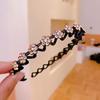 Hair Hoop Flower Ornament Lightweight Non-Slip Shiny Visual Effect Easy-wearing Decorative Resin Rhinestone Floral Style Soft Edge Hair Hoop for