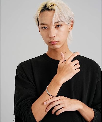 Lionheart LH-1 Reverse Round Hawaiian Bangle, Surgical Stainless Steel 316L (Hyperallergic), Silver