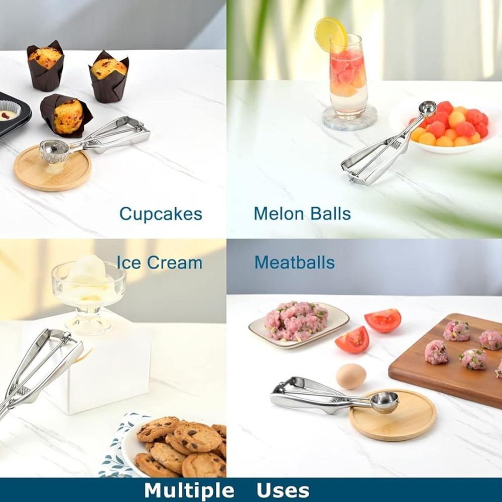 Baking Tools Cookie Dough Scoop Set Stainless Steel Ice Cream Scoop with Trigger Release for Making 4/5/6 Cm Round Pastries