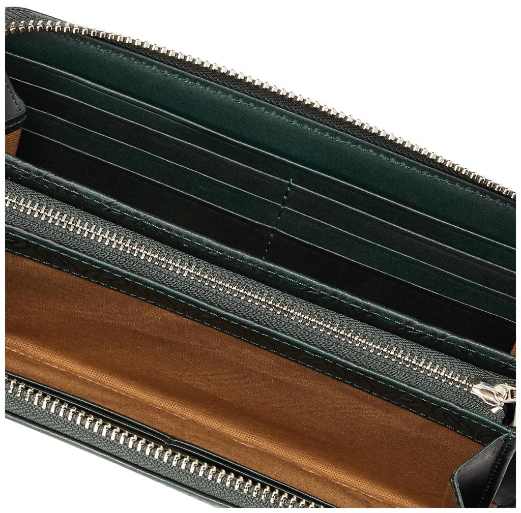 Katharine Hamnett London VEGA Wallet, Made with Premium Japanese Cowhide Leather, Round, Long, Holds Bills, Cards, and Coins, Antique-Style Cotton,