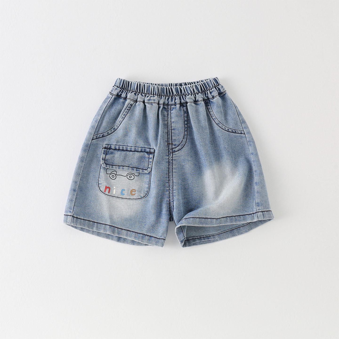 Boys Cartoon Denim Shorts - 2026 Summer New Arrival for Infants & Toddlers, Casual Baby Pants, Class A 110 cm