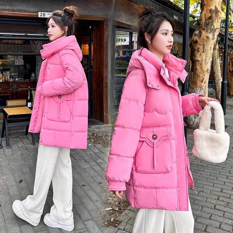 Medium and long hooded down cotton-padded clothes for women's years, new winter loose cotton-padded jackets, thickened warm jackets