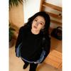 Body Shape, Contrasting Color Patchwork Mid-Length Sweatshirt for Women, New Spring Style, Relaxed and Slimming Top for Slightly Chubby Figures