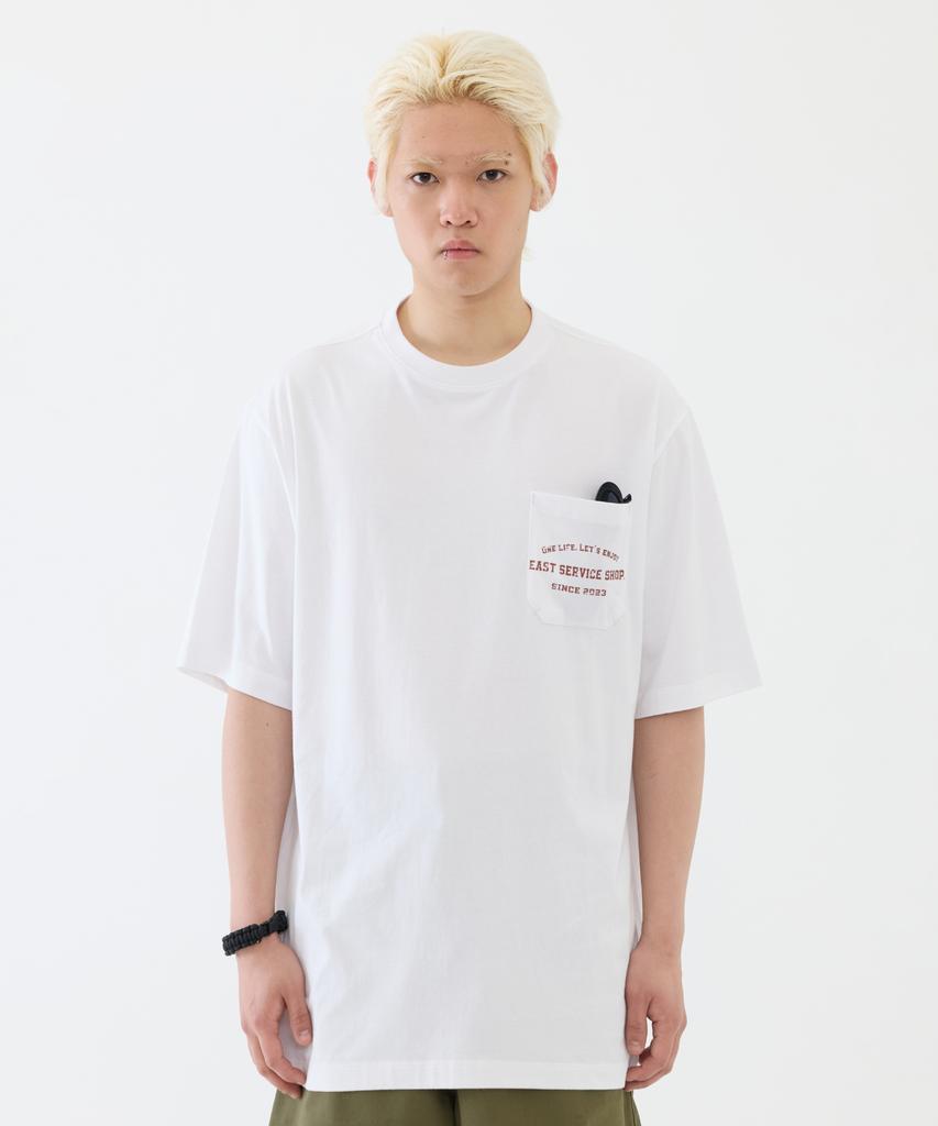 Iseuteuseobiseusyab Stamp Pocket Half T - White