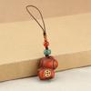 Chinese Style Sandalwood Horse Copper Coin Keychain & Phone Charm