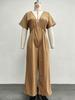 2026 Europese & Amerikaanse Dames Zomer Trendy Diepe V-hals Straatstijl Losse Taille-Cinchende Jumpsuit