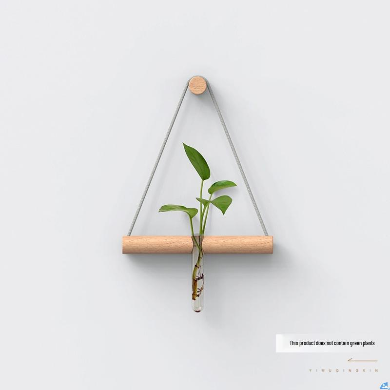 Elegant Wall Hanging Hydroponic Vase with Hemp Rope for Plants and Pothos