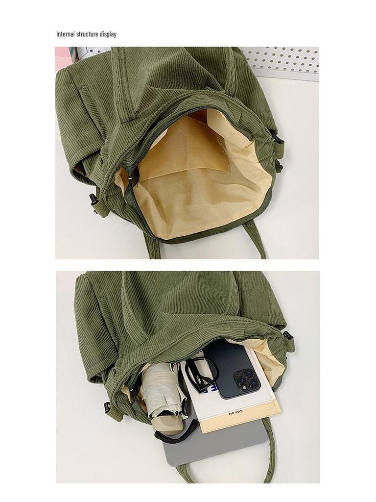 Women's Corduroy Large Capacity Handbag - 2025 Mori Style Retro Versatile Bookbag