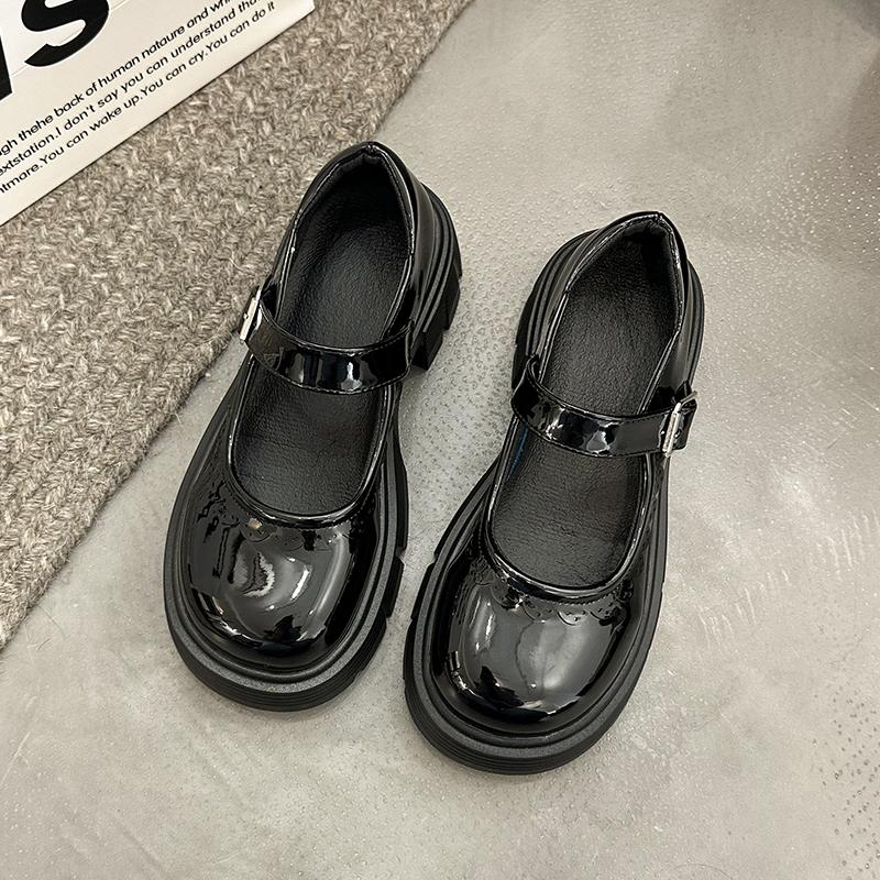 

Женские туфли Мэри Джейн на массивном каблуке, весенние новинки, с круглым носком, с мелким вырезом, на платформе, с нескользящим каблуком 39 чёрный