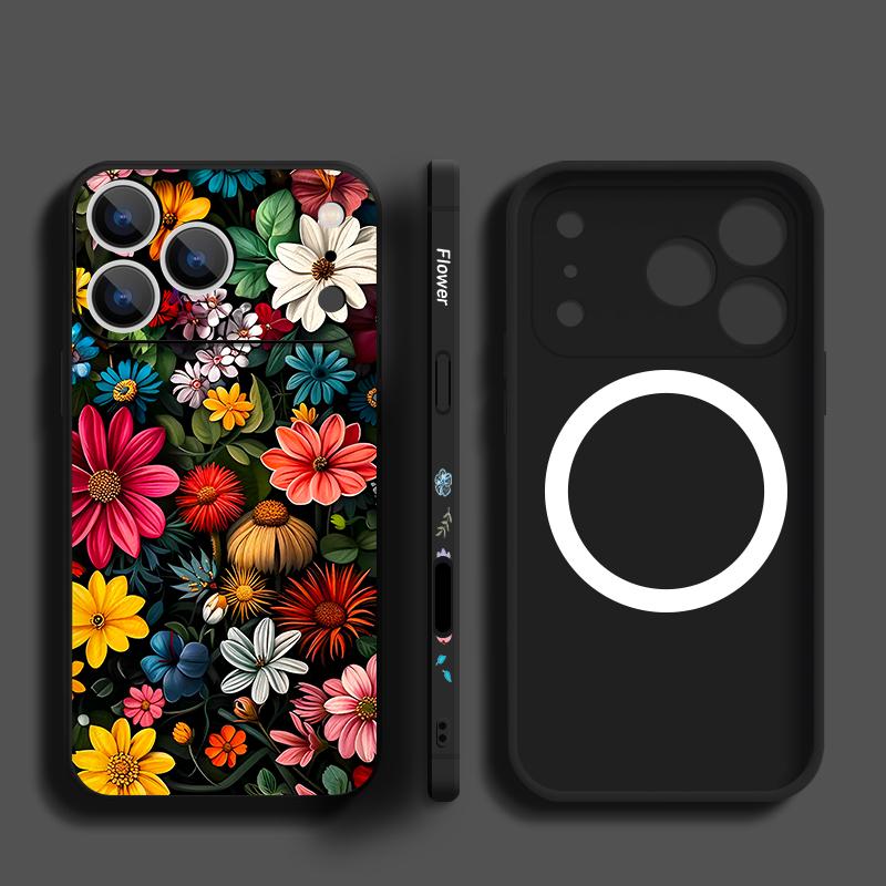 Etui do iPhone 17 Pro Max Kolorowy Wzór Malarstwo Olejne Kwiaty Róż Magnetyczne Dla Magsafe Miękkie Etui Do iPhone 16 15 14 13 Pro Max 17E 16E