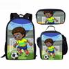 Classic Popular Novelty Cute African girl 3D Print 3pcs/Set pupil School Bags Laptop Daypack Backpack Lunch bag Pencil Case