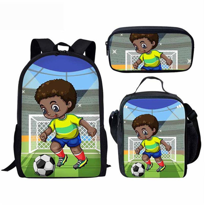 Classic Popular Novelty Cute African girl 3D Print 3pcs/Set pupil School Bags Laptop Daypack Backpack Lunch bag Pencil Case