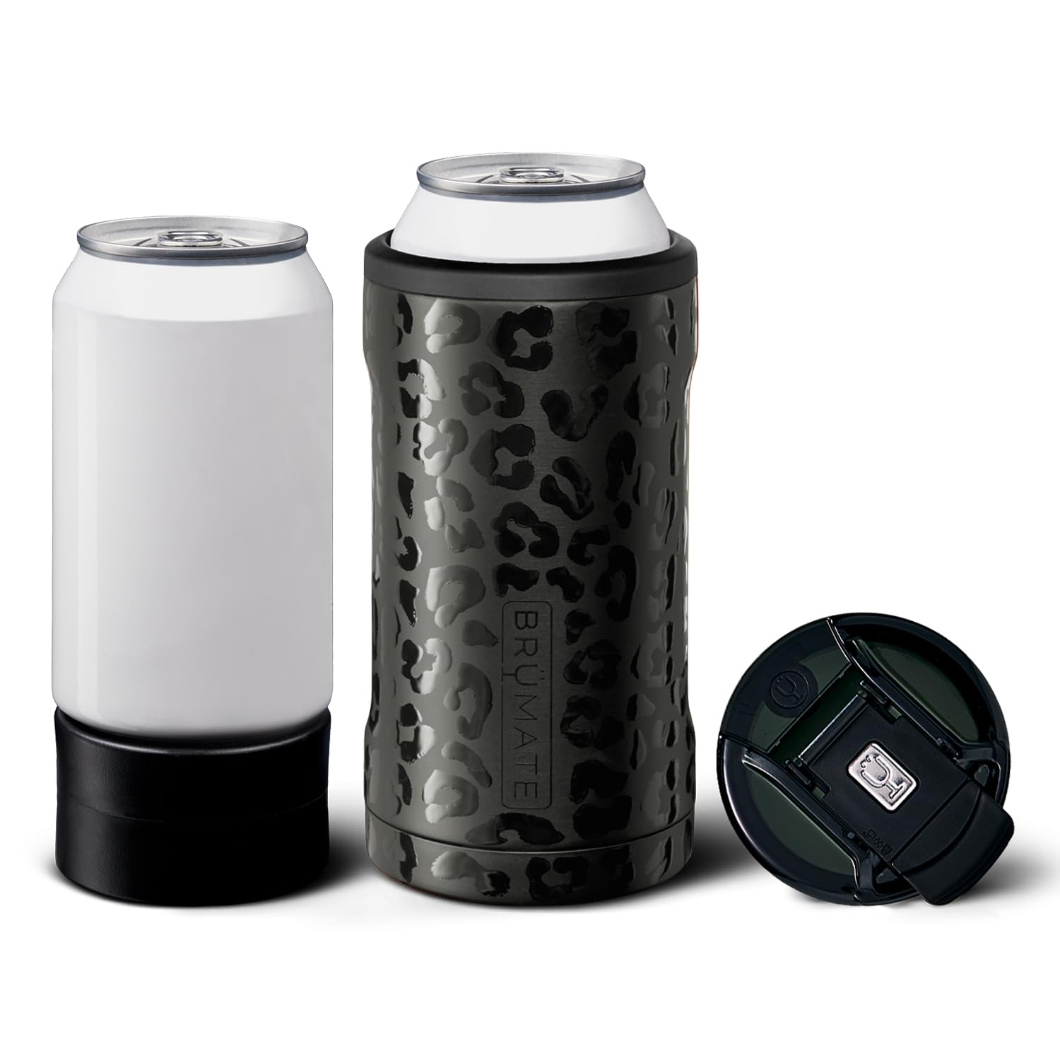 

[Official] BrüMate Trio Vacuum Insulated Tumbler with Lid, Black Leopard Print. 3-Way Tumbler Keeps 350ml and 500ml Cans Hot or Cold. 3-in-1 Can