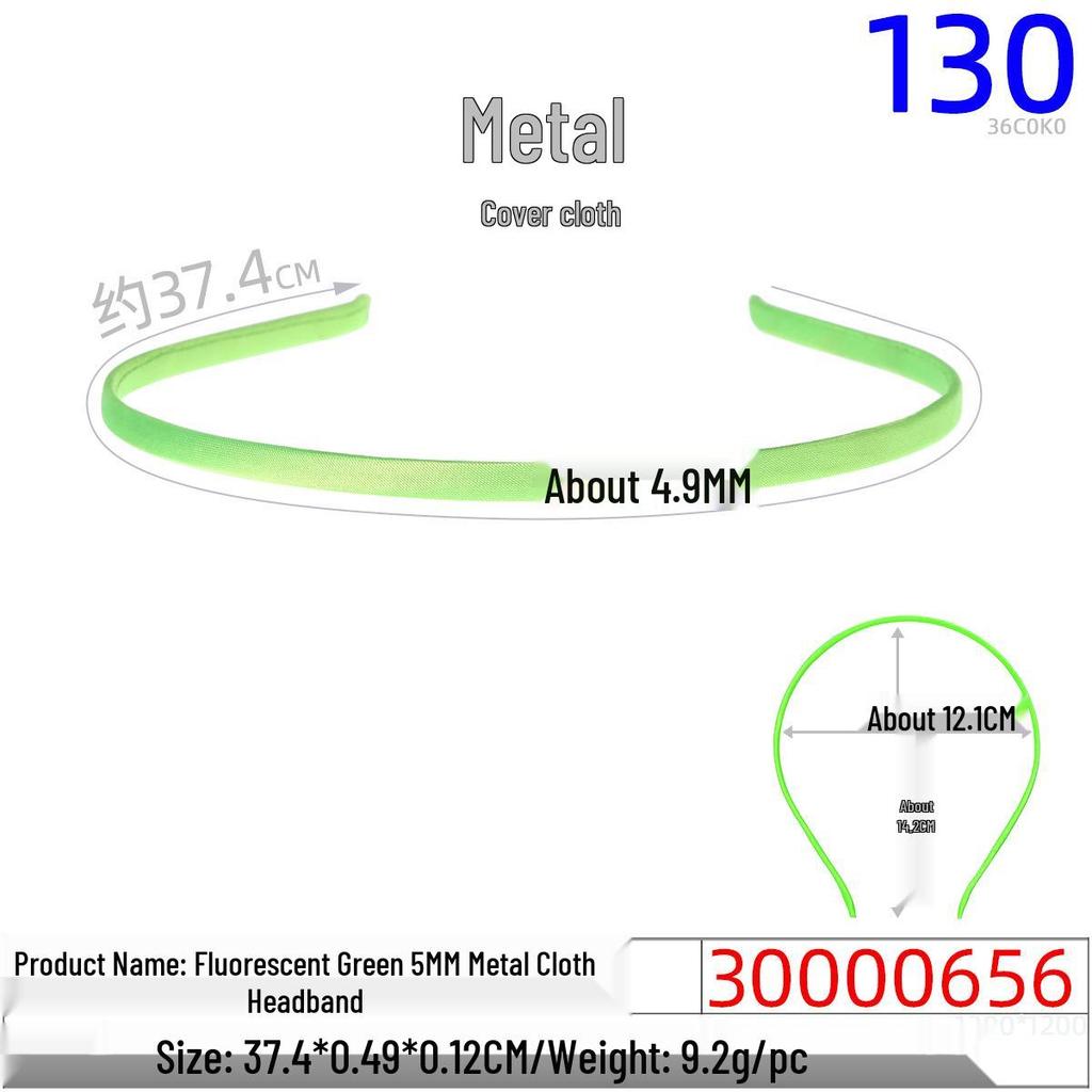 Children's 5mm Rainbow Fabric-Covered Metal Headband for DIY Jewelry