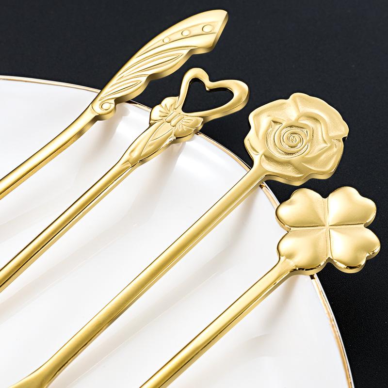 Coffee Tea Stirring Spoon Stainless Steel Dessert Spoon, Gold (BPA Free, No FDA)