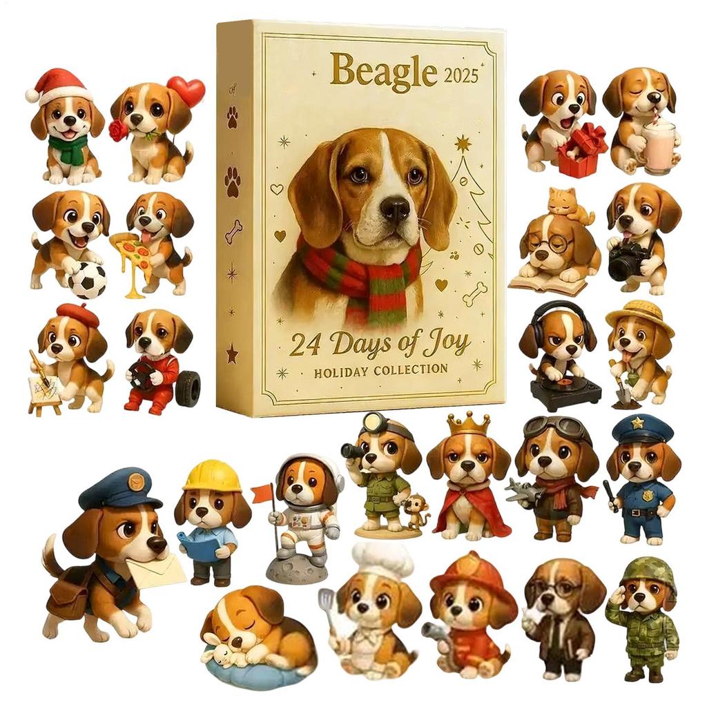 2026 Christmas Advent 2D Dog Ornaments Home Decor Cute Animal Countdown Calendar Christmas Decor for Kids Adults Bag Charm