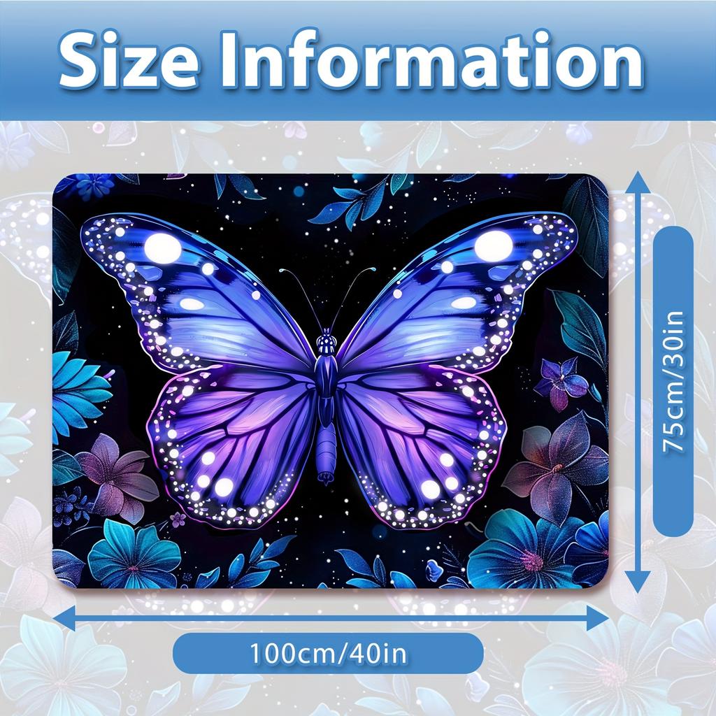 1Pcs Purple Butterfly Floral Print Car Trunk Mat Non-Slip Heavy-Duty Cargo Liner for SUVs Sedans Trucks  Protects Against Pets Protective Cover