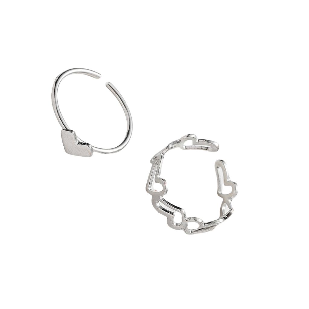 2 Stück Modische Ringe mit Herz-Ausschnitt Öffnungsringe Bequem zu tragen Fingerringe Party-Accessoire Ringe Metalltextur