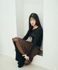 Mihebeu Check Pocket Midi Skirt Burgundy Brown