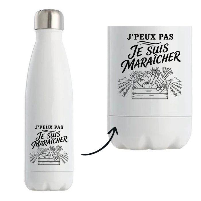 Gourde isotherme - PLANETEE - J'peux pas minimaliste - inox double paroi - 500 ml - Froid 24 h / Chaud 12 h