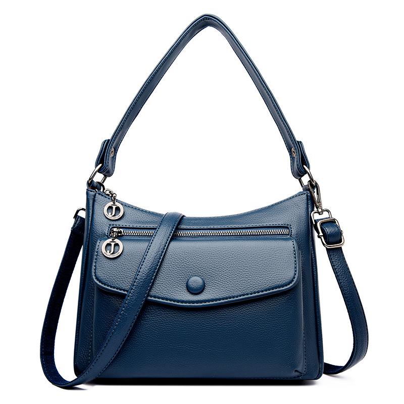 

2025 Women s Soft Leather Crossbody Shoulder Bag - Casual, Fashionable, Large Underarm Handbag for Work and Commute Large синий