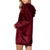 Women's Hooded Long Sleeve Loose Fit Color Dress for Casual Everyday Wear