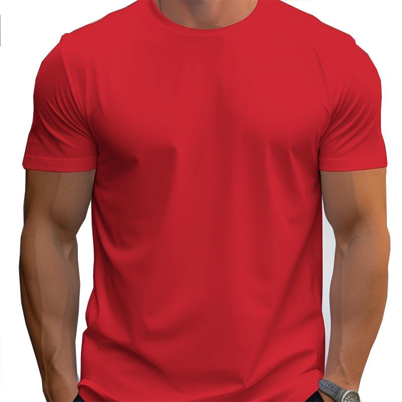 

Летняя повседневная мужская футболка с коротким рукавом и круглым вырезом, однотонная, в красивом и универсальном стиле с 3D-принтом 6XL красный