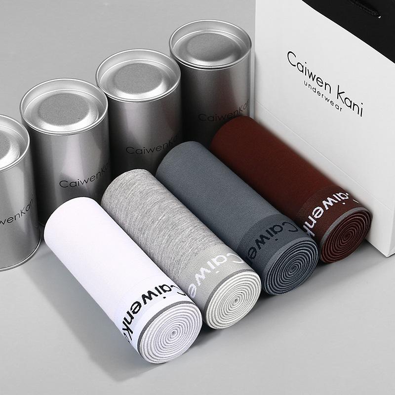 Herren-Boxershorts, atmungsaktiv, aus reiner Baumwolle und Modal, Four Corners Tide Graphene, dünne Jungen-Shorts, Geschenkbox