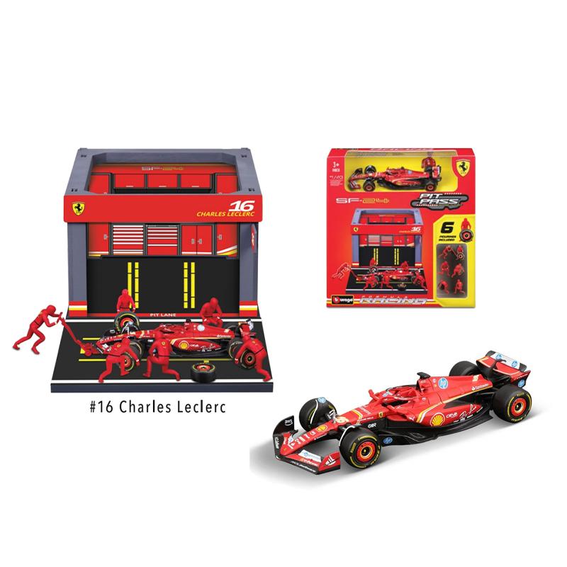In Stock Bburago F1 1:43 Ferrari Sf24 #16 #55 Pit Pass 6pcs Maintenance Worker Doll Diecast Model Piece Pit Crew Toys Gift